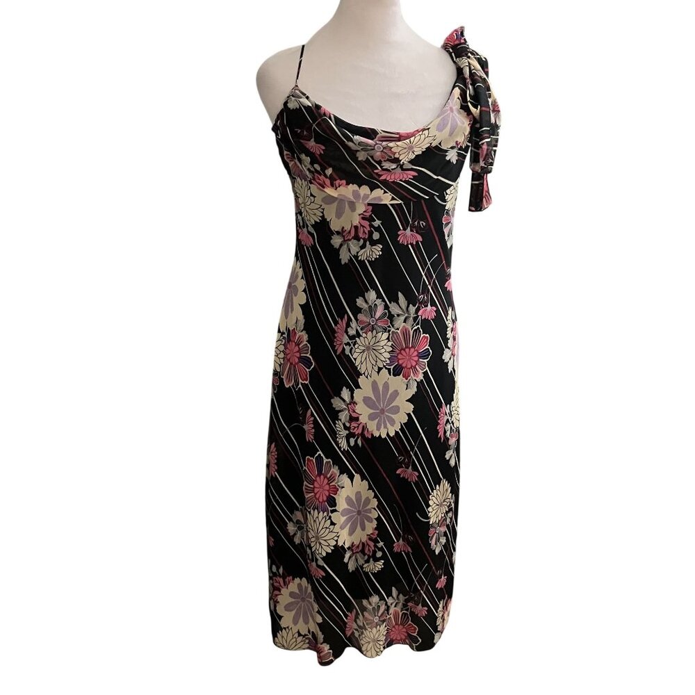 JCPenney Floral Strappy Dress Black/Fuchsia Size 12 NWT